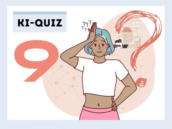 KI-Quiz Grafik, Mädchen mit türkisen Haaren