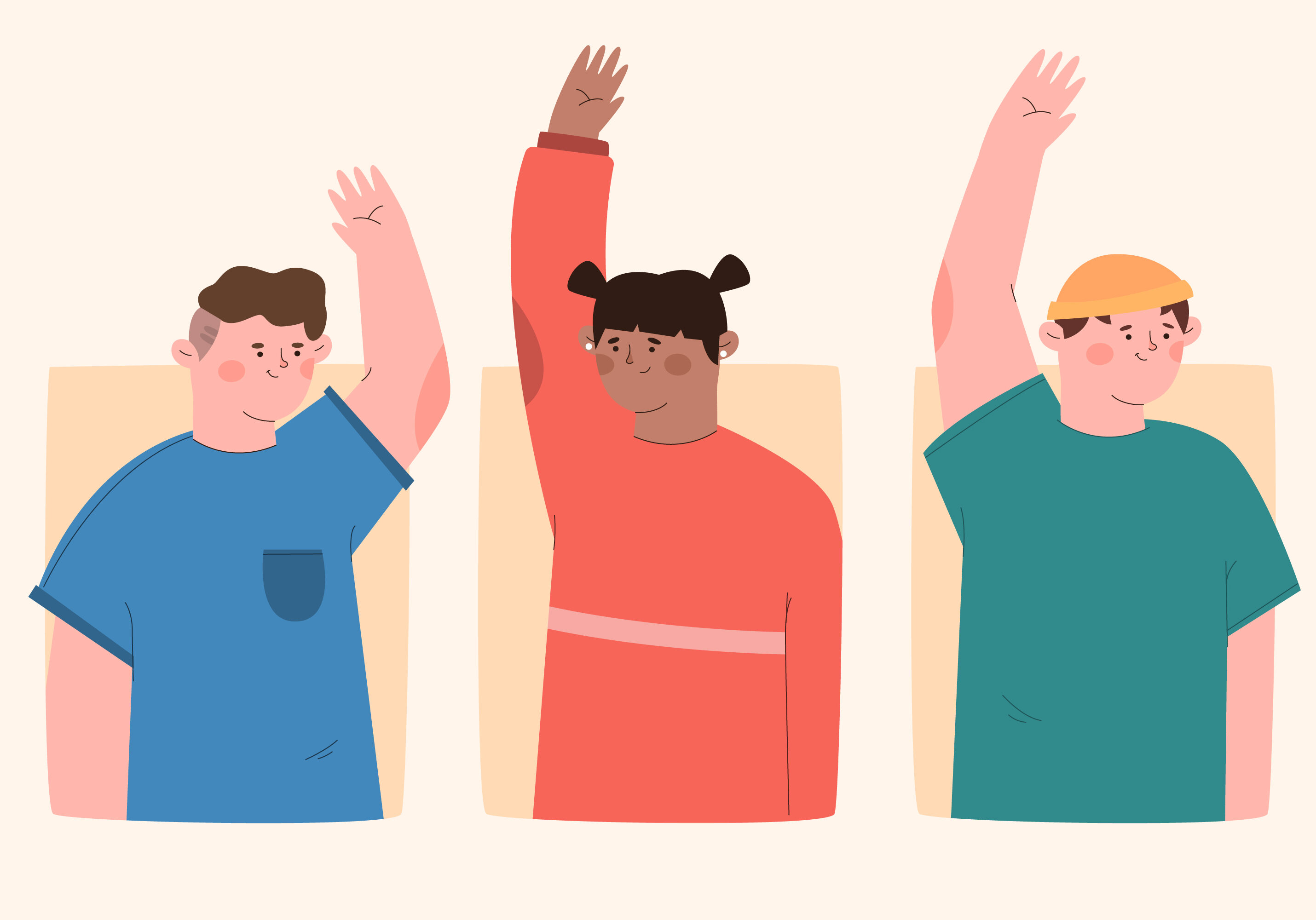 Illustration von 2 Jugendlichen, die ihre Hand heben.